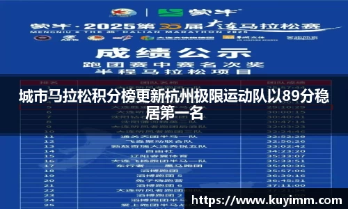 城市马拉松积分榜更新杭州极限运动队以89分稳居第一名