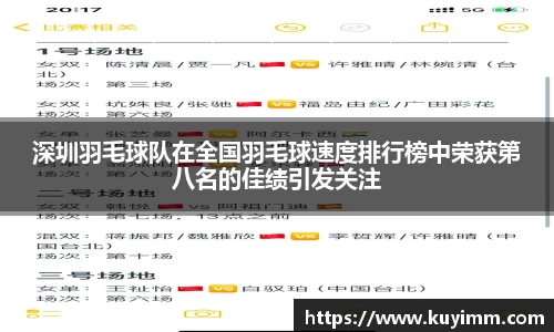 深圳羽毛球队在全国羽毛球速度排行榜中荣获第八名的佳绩引发关注